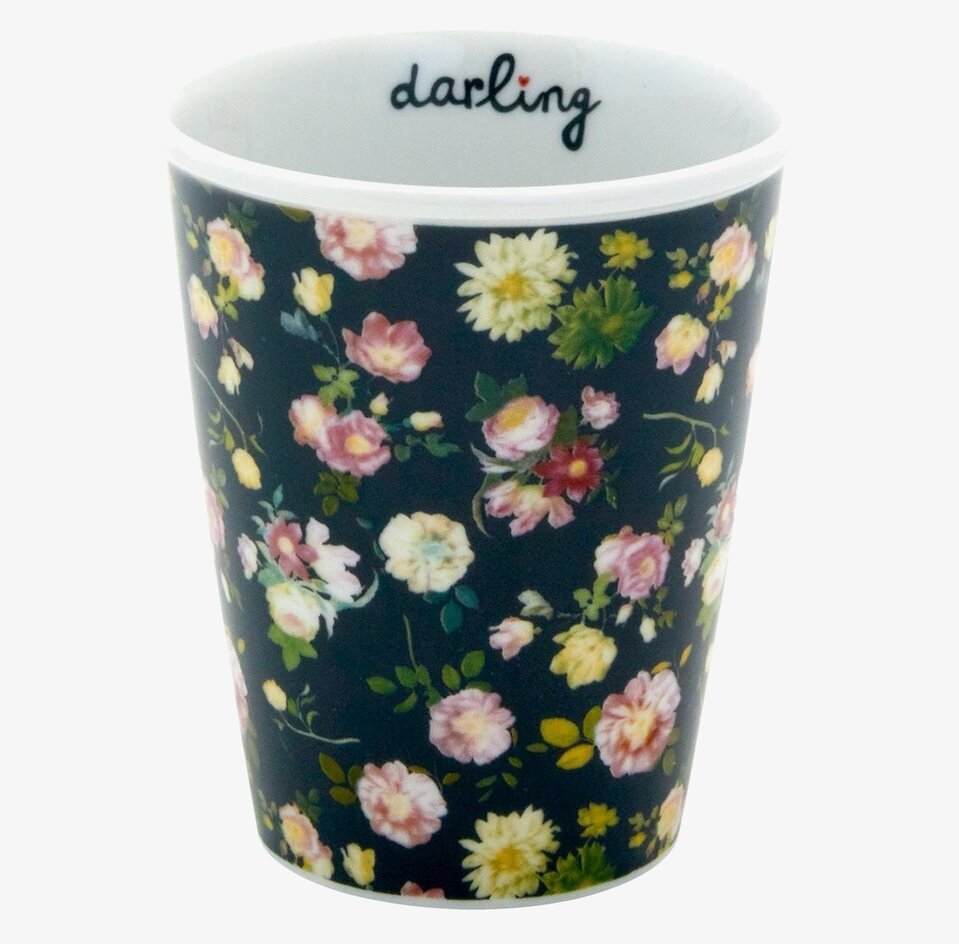 Porslinskopp Dark Rose Print från Rice med blommönster