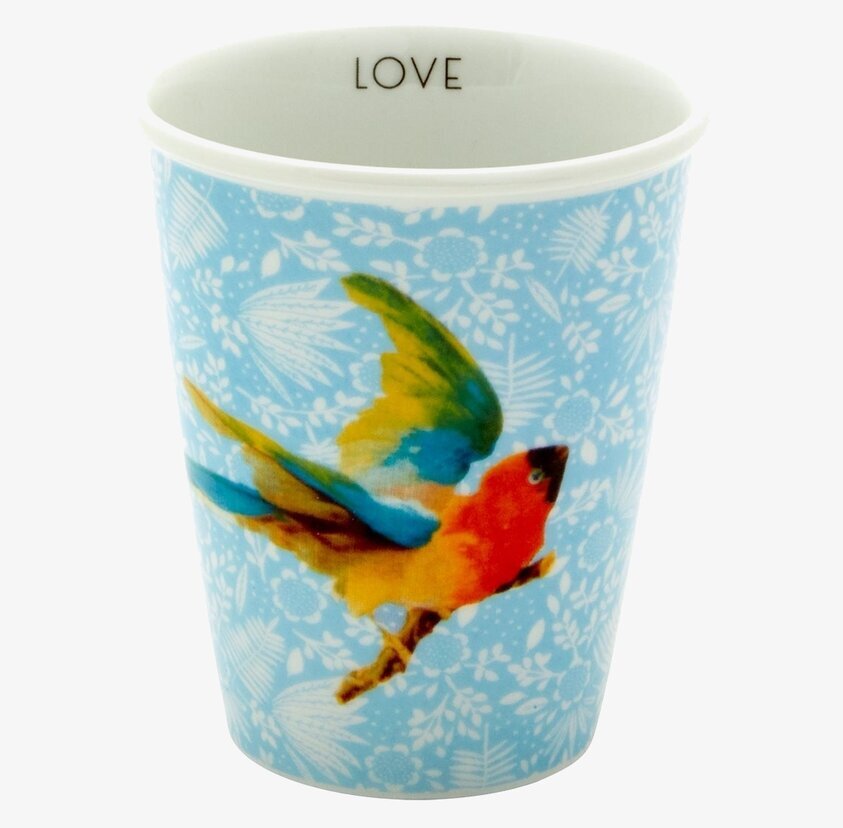 Porslinskopp Fern, Flower & Bird Print från Rice