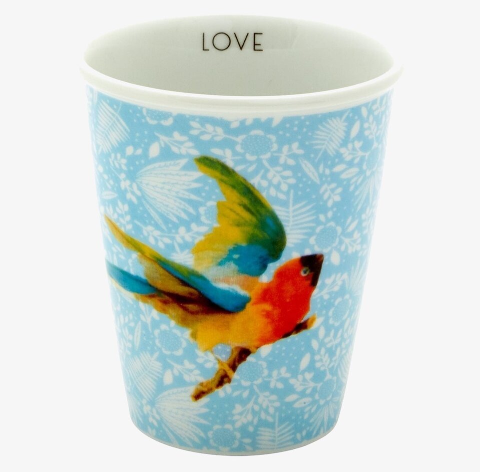 Porslinskopp Fern, Flower & Bird Print från Rice