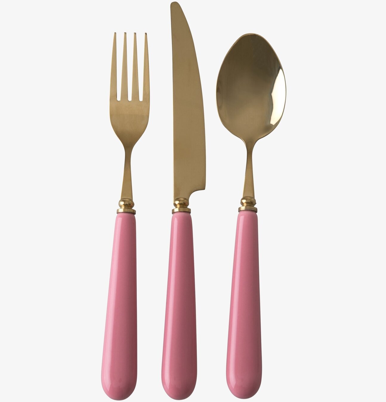 Mässingsbestick Rosa från Rice med rosa handtag och mässing