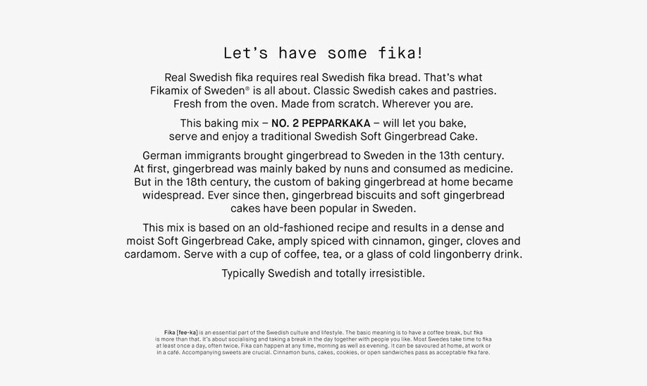 NO.2 Pepparkaka från Fikamix Of Sweden i vit förpackning