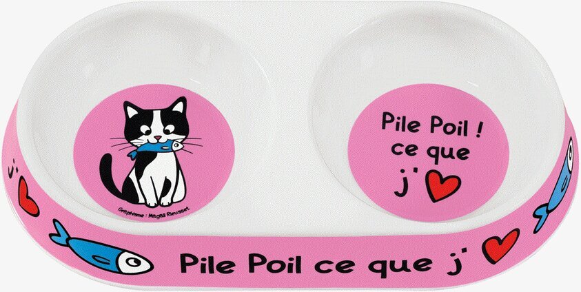 Kattskål Rosa från Derriére la porte med tvådelad design