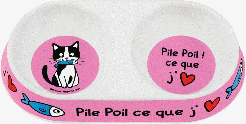 Kattskål Rosa från Derriére la porte med tvådelad design