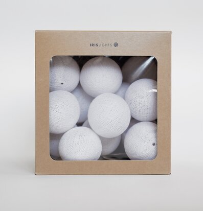 Ljusslinga Pure White 35 Bollar från Iris Lights i förpackning