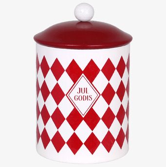 Bild av stilren plåtburk med julinspirerat tema