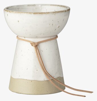 Hyacintvas Stengods ERNST från Ernst med vit glasyr och läderrem