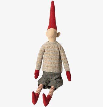 Mega Pixy Hopper från Maileg, sittande docka med röd luva