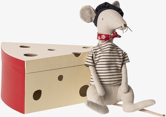 Råtta i Ostbox - Ljusgrå Maileg Möss för prydnad/dekoration Prydnadsmöss Dekorationsmöss