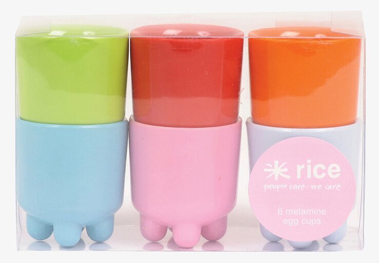Äggkoppar 6-pack från Rice i färgglada melaminmaterial