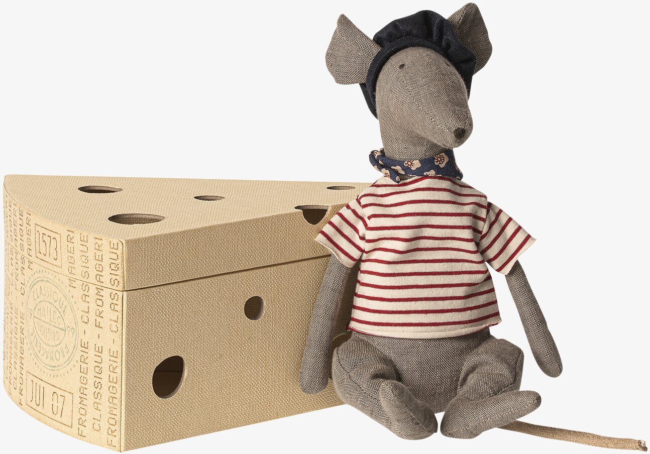Råtta I Ostbox - Grå från Maileg, en charmig leksaksfigur