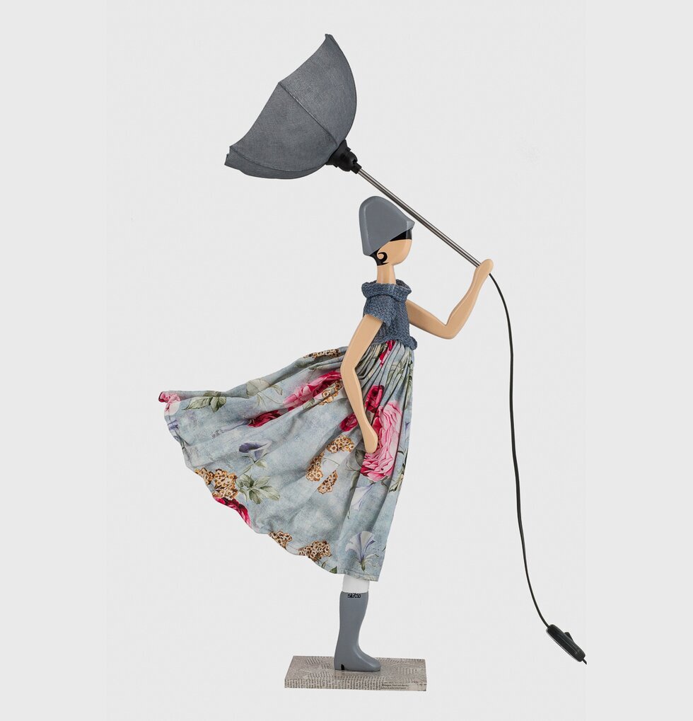 Bordslampa Evdoxia från Skitso, kvinna med paraply