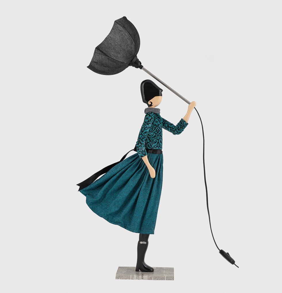 Bordslampa Aimiliani från Skitso med kvinnofigur och paraply