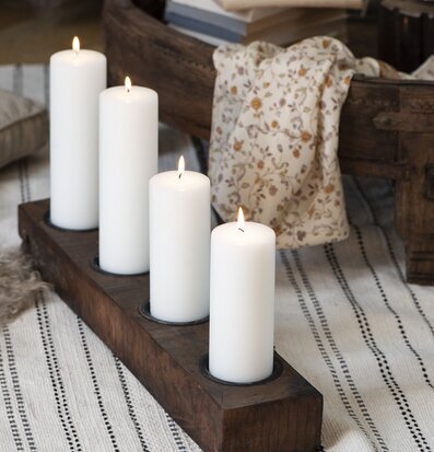 Ljusstake Blockljus Unika från IB Laursen på mörk träbas