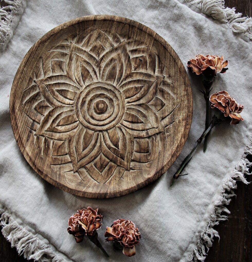 Träfat Fleur Brown från Majas Cottage med blommönster