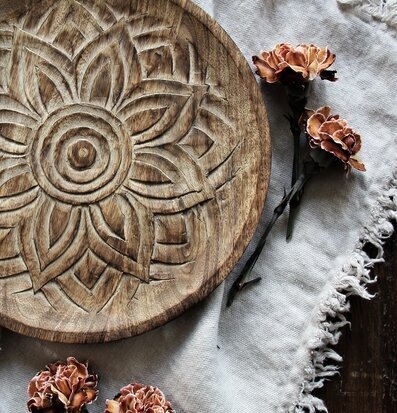 Träfat Fleur Brown från Majas Cottage på linnetextil