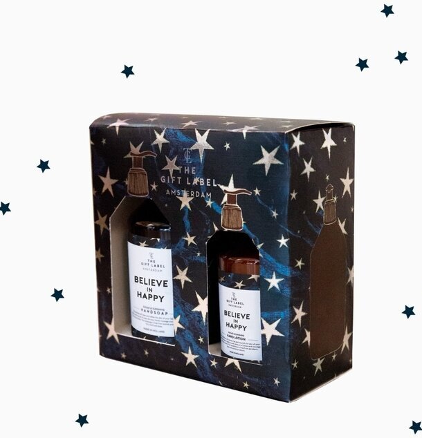 Giftbox - Belive In Happy från The Gift Label med två flaskor