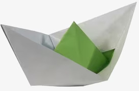 Origami Flytande från Worldwide co, pappersbåt i vitt och grönt