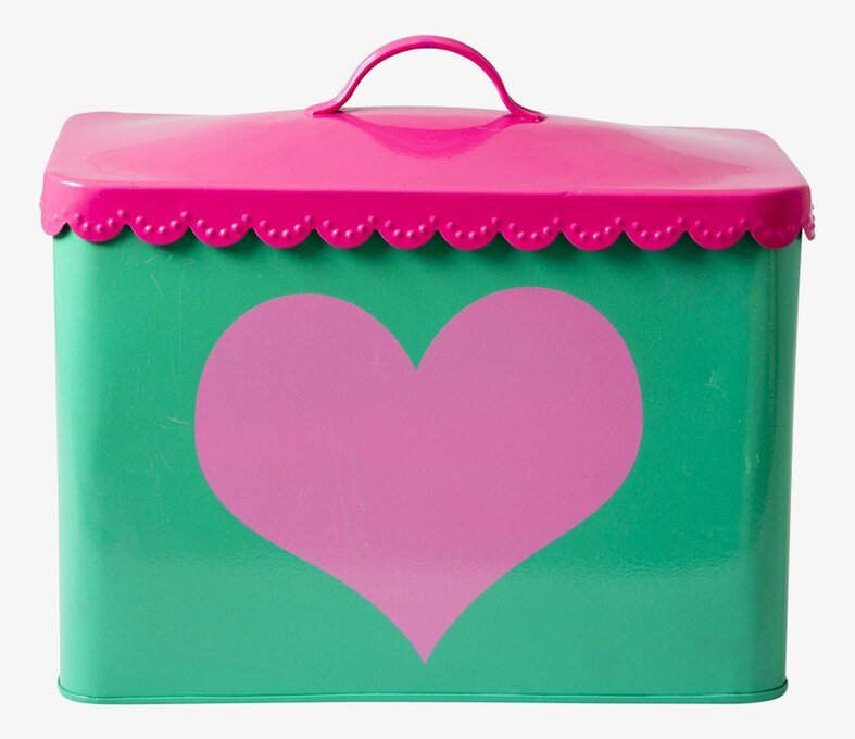 Brödbox Hjärta från Rice i grönt och rosa med vågigt lock