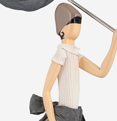 Bordslampa Vrisihida från Skitso, träfigur med paraply