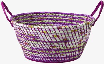 Stor Förvaringskorg Lila/Grön från Rice, flätad och färgstark