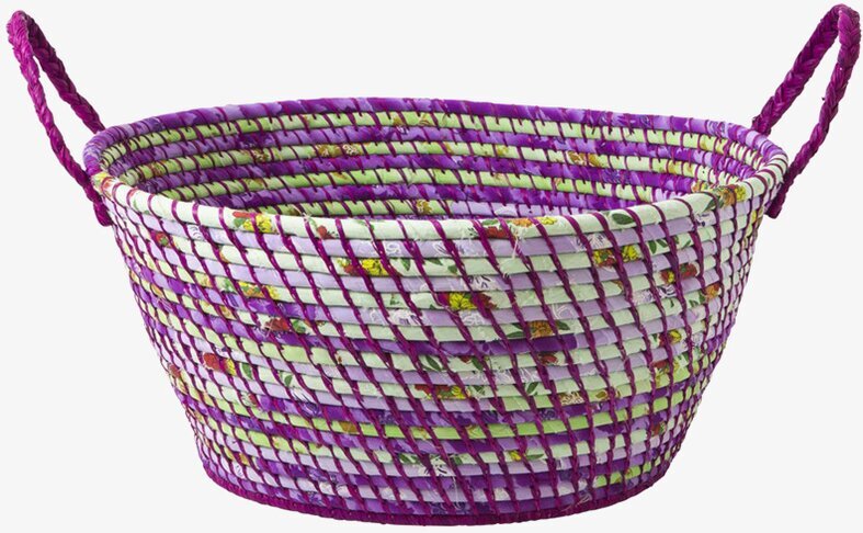 Stor Förvaringskorg Lila/Grön från Rice, flätad och färgstark