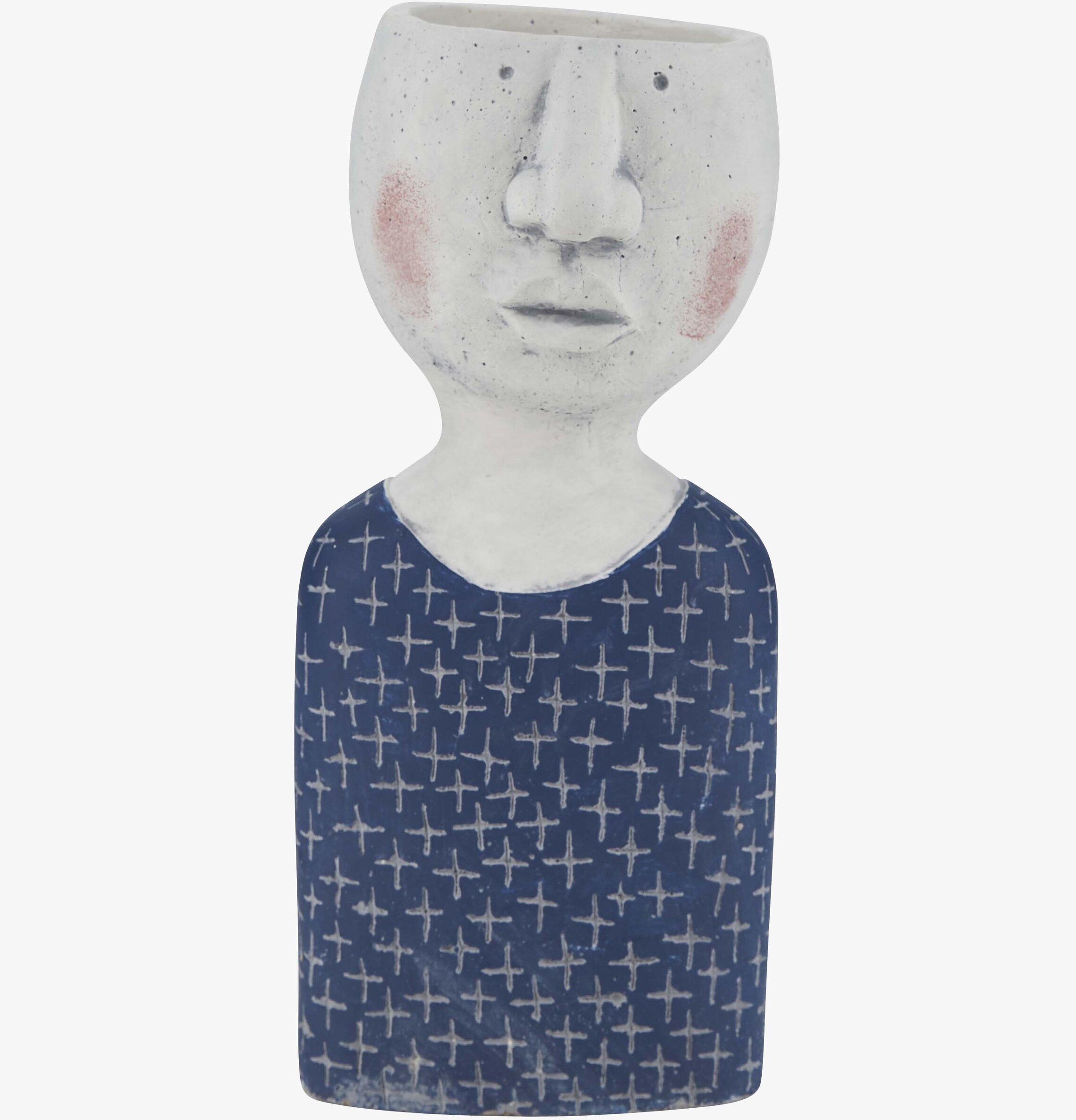 Blomkruka Ansikte Navy från Bahne med handmålat mönster