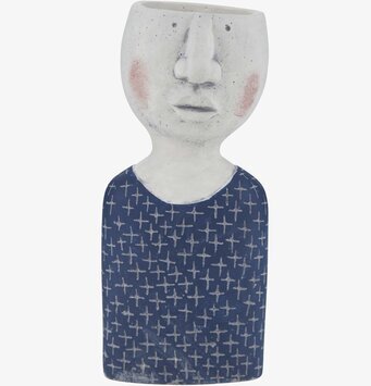 Blomkruka Ansikte Navy från Bahne med handmålat mönster