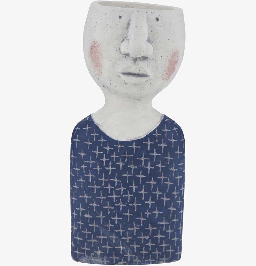 Blomkruka Ansikte Navy från Bahne med handmålat mönster
