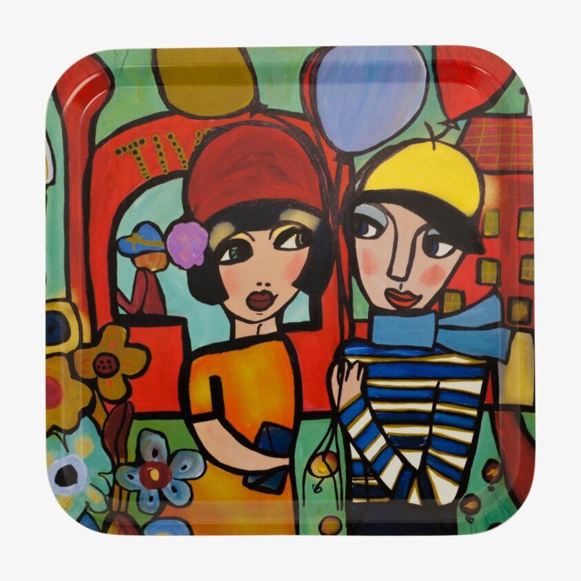 Bricka 32X32 Innan Kyssen från Dixie i färgglad design