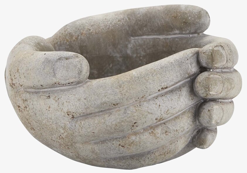 Skål Händer från Bahne, grå skål formad som kupade händer