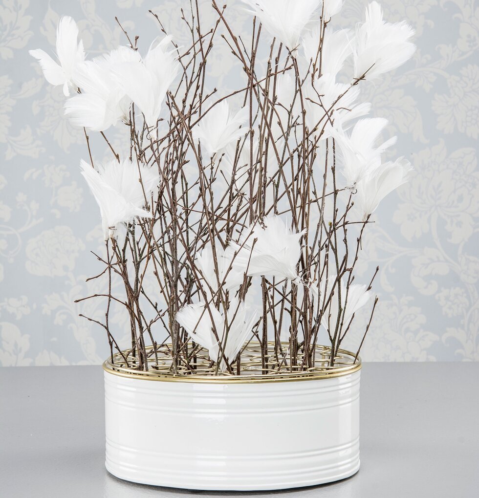 Fjäder/Tråd Blom Vit från A Lot Decoration i vit behållare