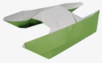 Origami Flytande från Worldwide co, grön och vit pappersbåt