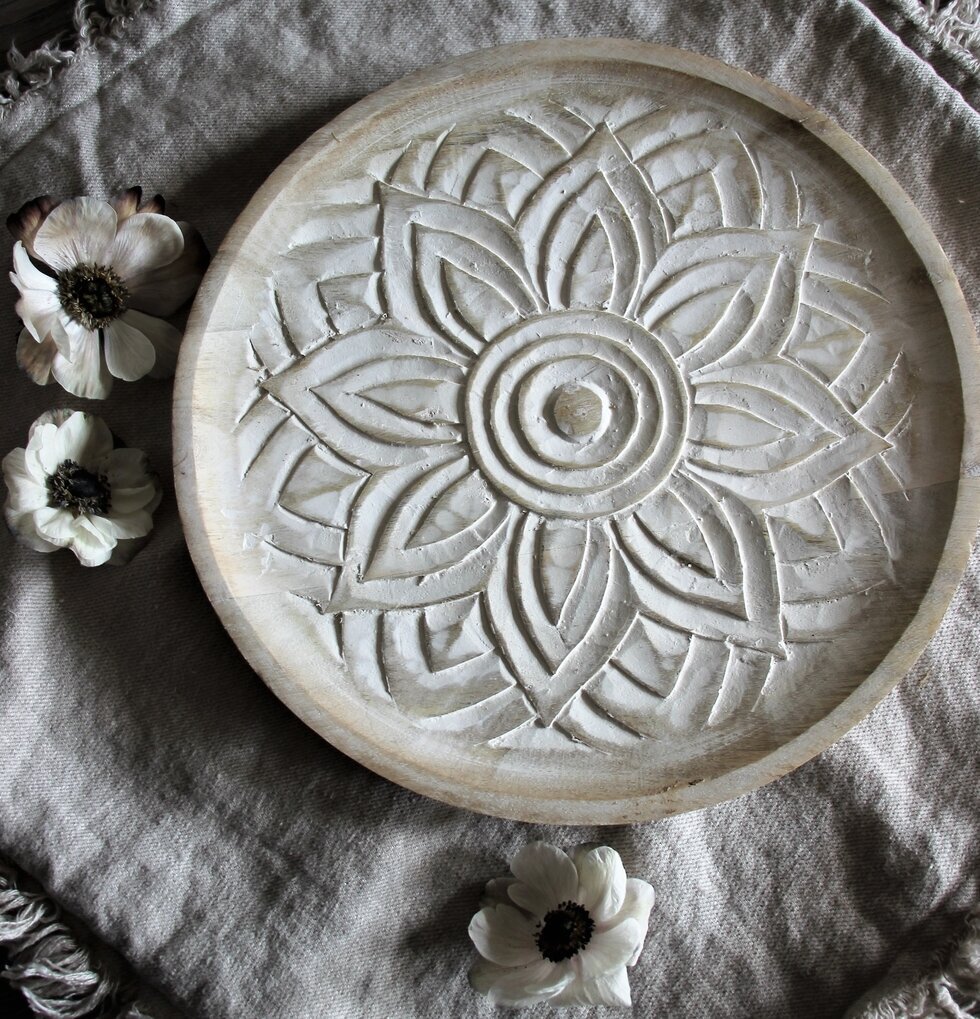 Träfat Fleur Whitewash från Majas Cottage med blommönster