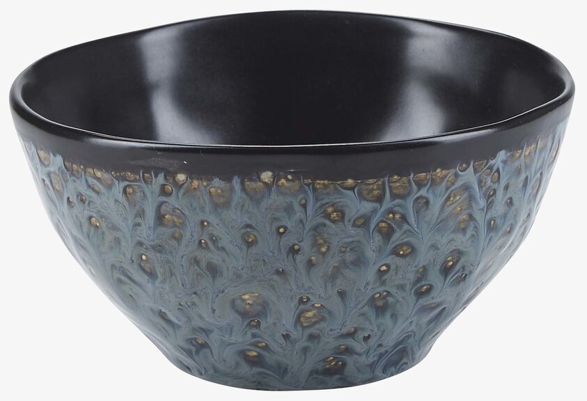 Skål Spot Blue från Bahne med blått och guldaktigt mönster