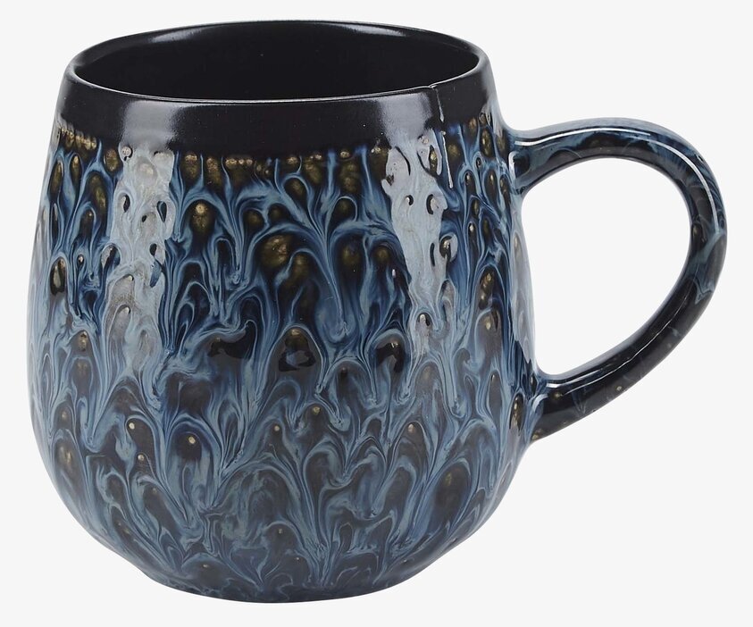 Mugg Spot Blue från Bahne med dramatiskt färgrikt mönster