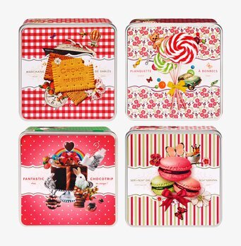 Fyra franska burkar från Derriére la porte med livfull design