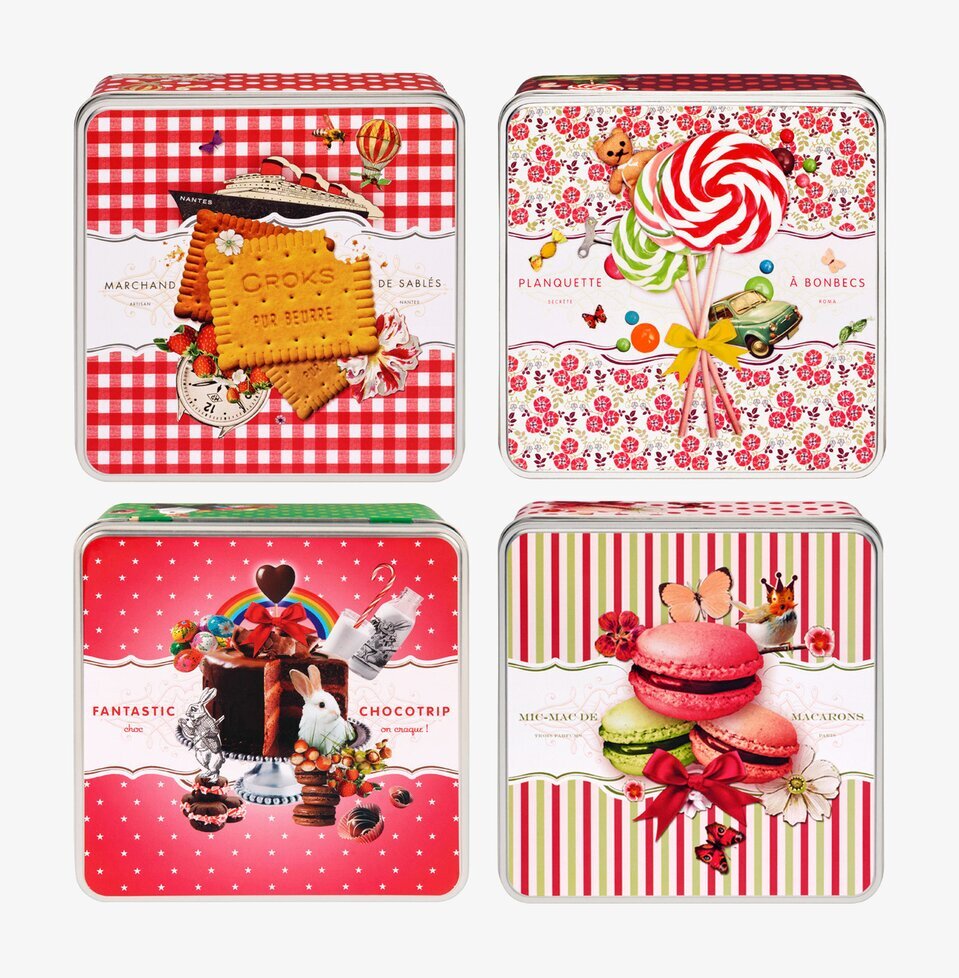 Fyra franska burkar från Derriére la porte med livfull design