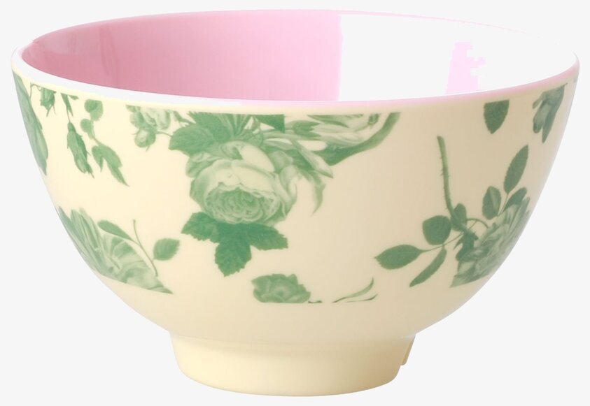 Liten Skål Green Rose Print från Rice med gröna rosor