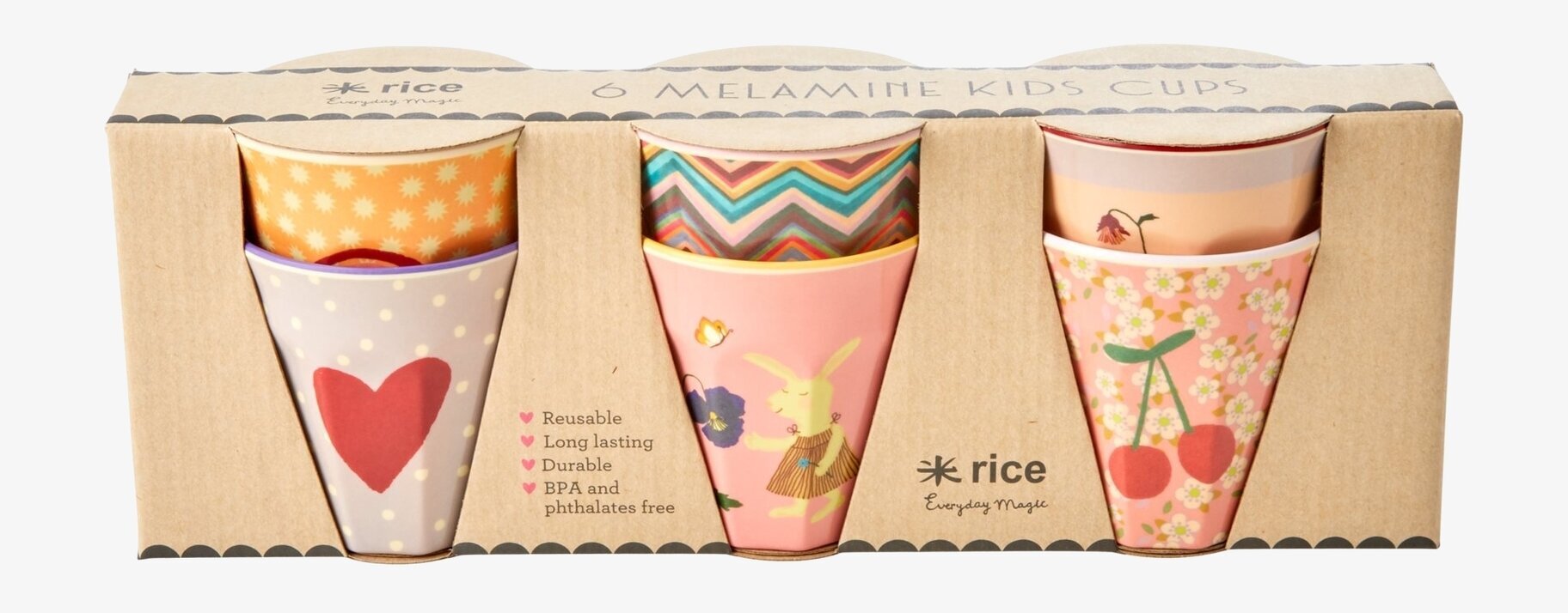 Små Muggar Pink Bunny Print från Rice i färgglada mönster