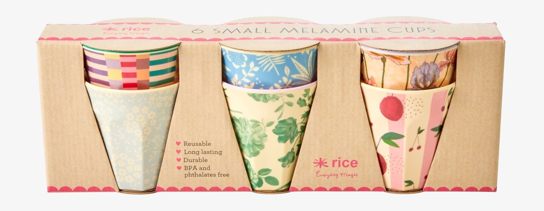 Små Muggar Let´s Summer 6-Pack från Rice i färgglada mönster