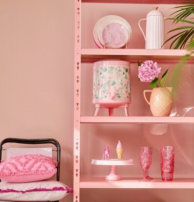 Cooler Tank Pink Green Rose Print Rice Kannor Tekannor (ej termos) tank med kran Glasburkar Vinboxar