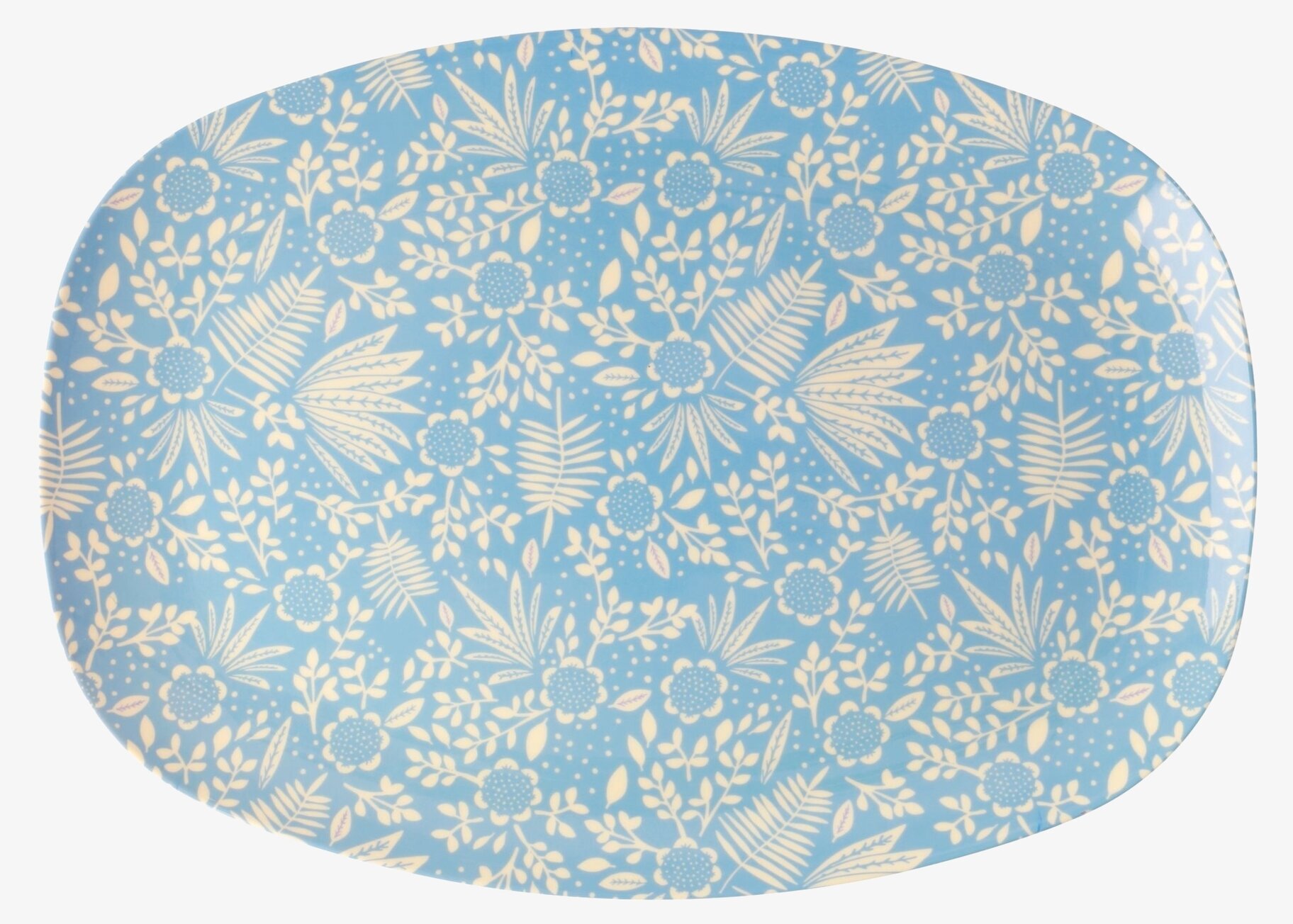 Tallrik Blue Fern & Flower Print från Rice med blått mönster