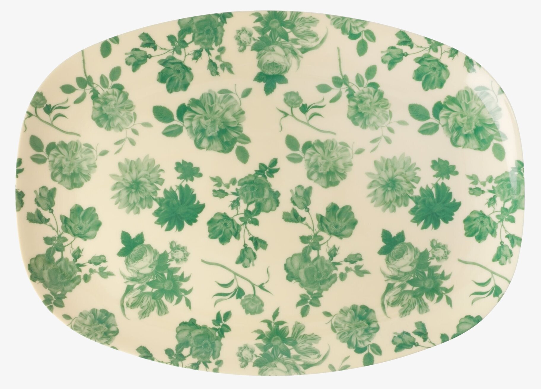 Tallrik Green Rose Print från Rice med grönt blommönster