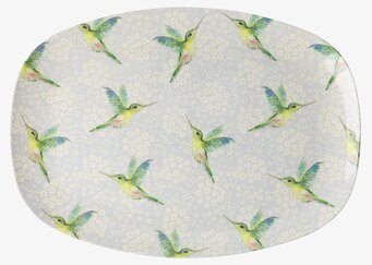 Tallrik Hummingbird Print från Rice med färgglada kolibrier