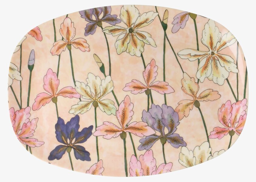 Tallrik Iris Print från Rice med livfulla irisblommor