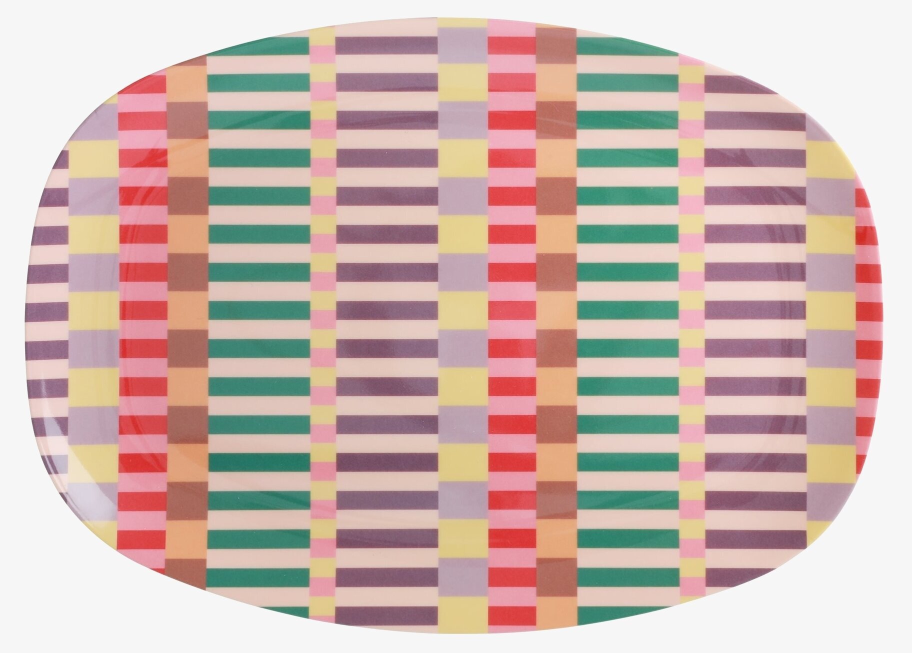 Tallrik Summer Stripes Print från Rice med färgglada ränder