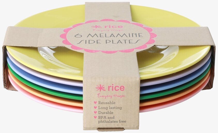 Assietter 6-Pack - Let's Summer Print från Rice, staplade