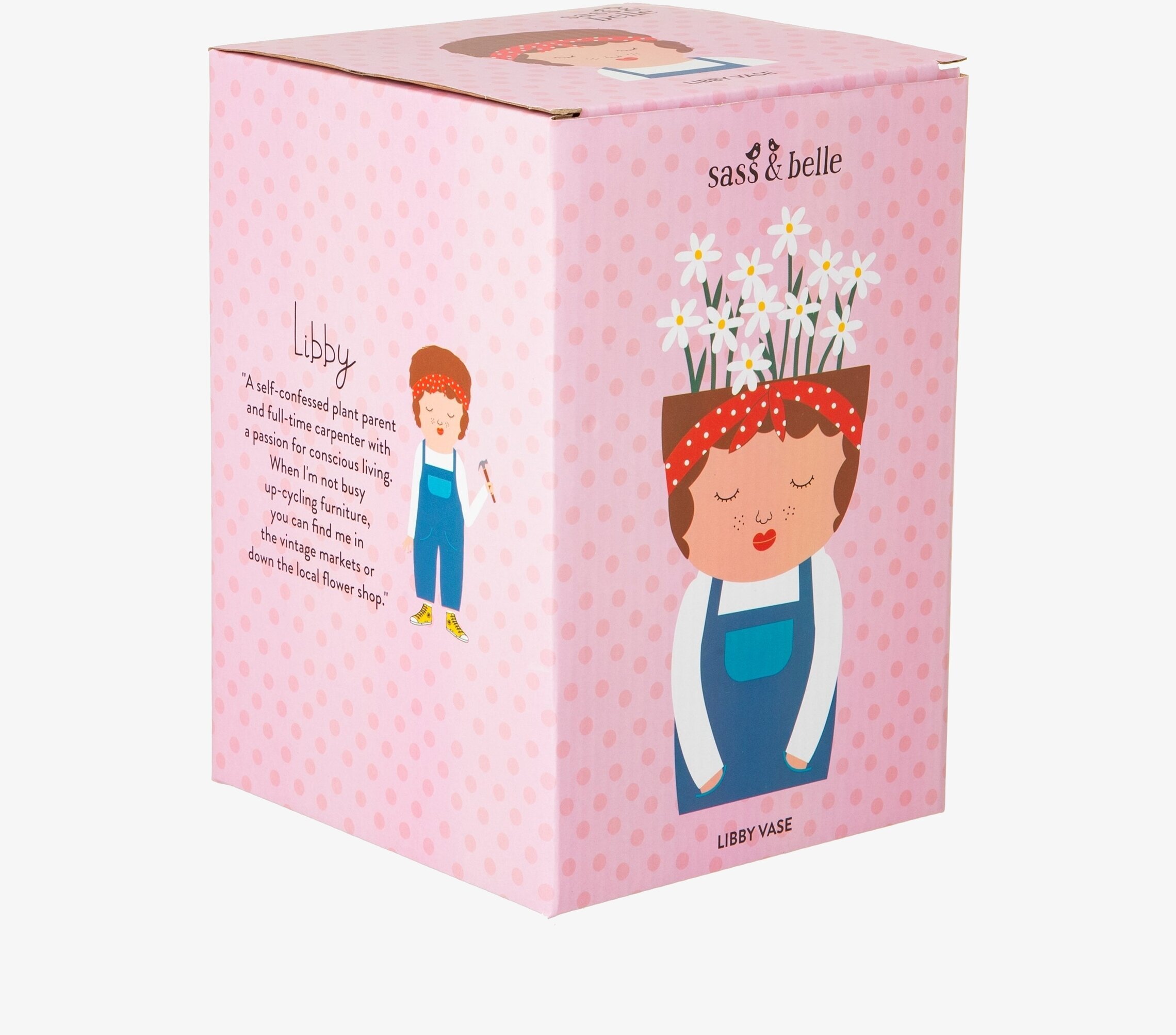 Kruka Libby från Sass & Belle i rosa prickig förpackning