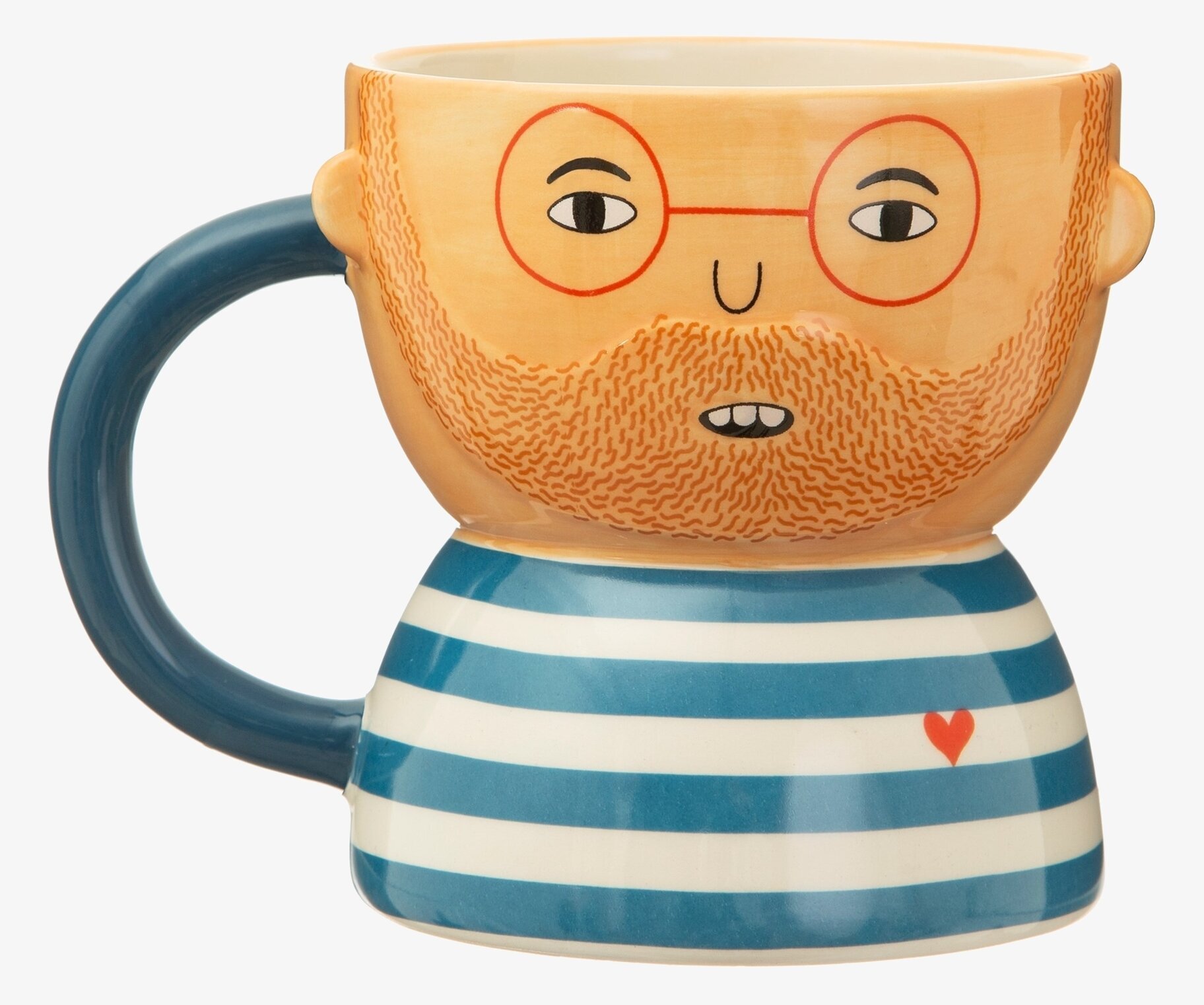 Mugg Ross från Sass & Belle med ansikte och randig tröja