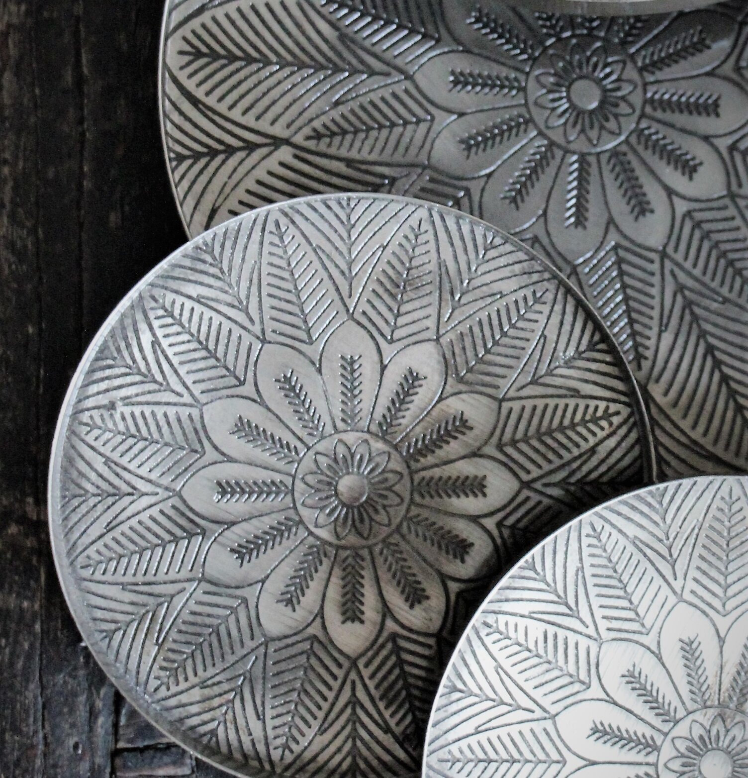 Metallfat Mandala Antik Silver Ø 10 cm från Majas Cottage